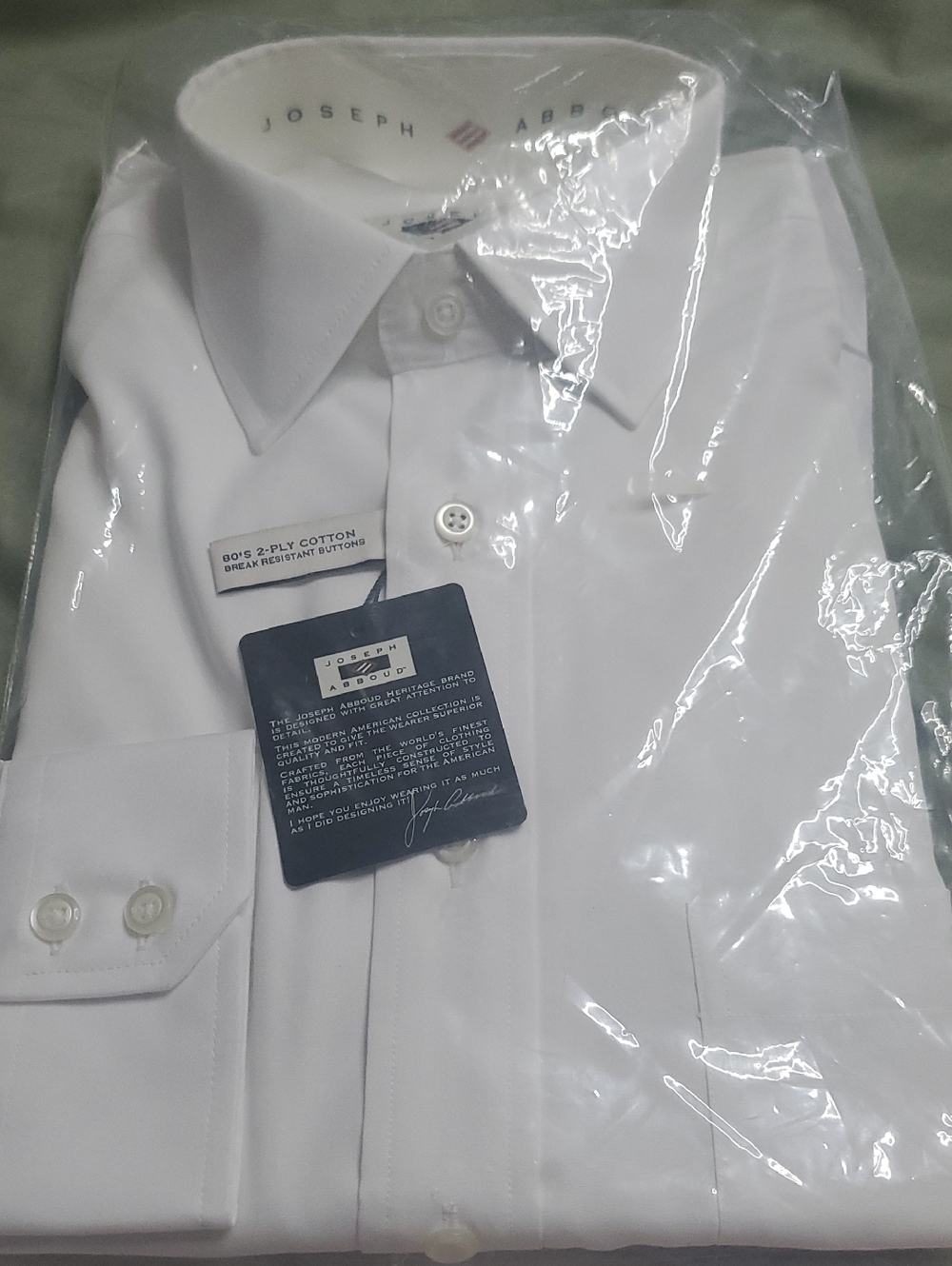 Joseph Abboud White Dress Shirt - Point Collar